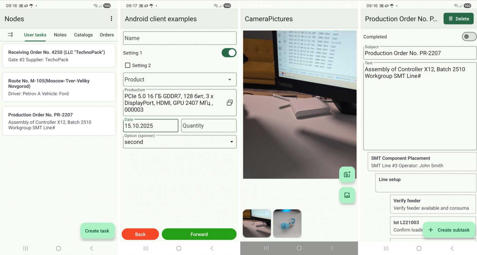 Examples of the NodaLogic Android client